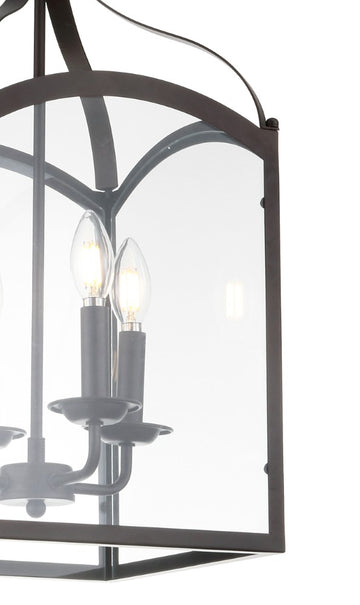 Ruth 11" Traditional Classic Lantern Metal/Glass LED Pendant - JONATHAN Y